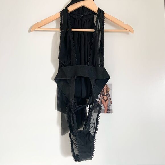 Allure Crazy in Love Black Teddy with Arm Capes ONE SIZE New With Tags - Picture 5 of 13